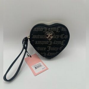 NWT black and tan with gem heart coin purse
